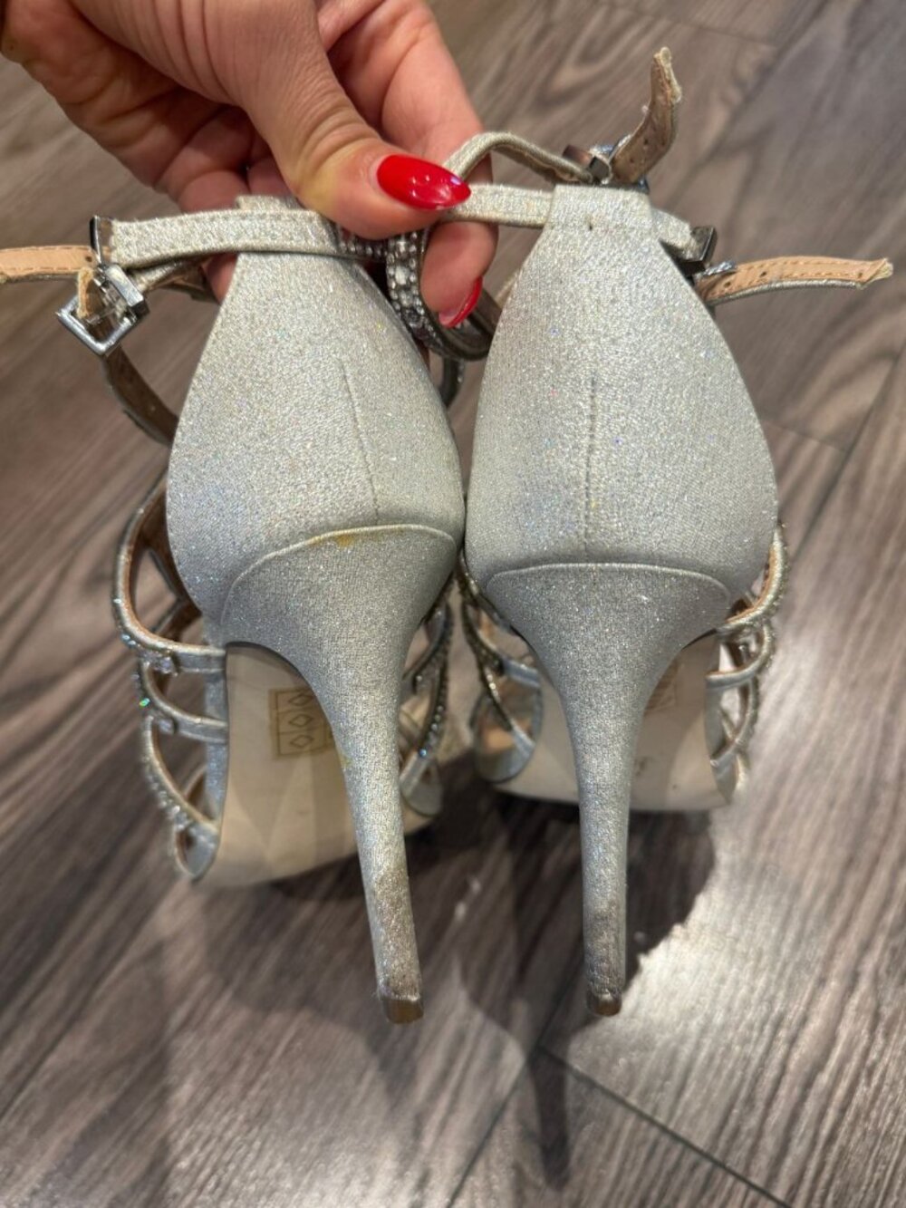 Call It Spring Silver Rhinestone Cage Heels - Size 8.5 (With Box) - Picture 8 of 12